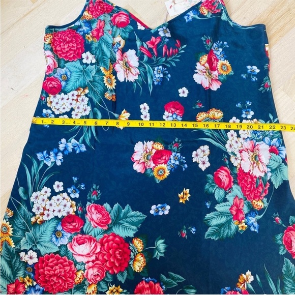 Johnny Was 100% silk slip midi dress in navy blue floral NWT - Picture 9 of 10